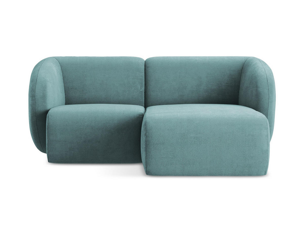 ECKSOFA Rechts Chenille Stoff Blau - Blaugrau/Schwarz, Holzwerkstoff/Kunststoff (178/166cm) - Makamii
