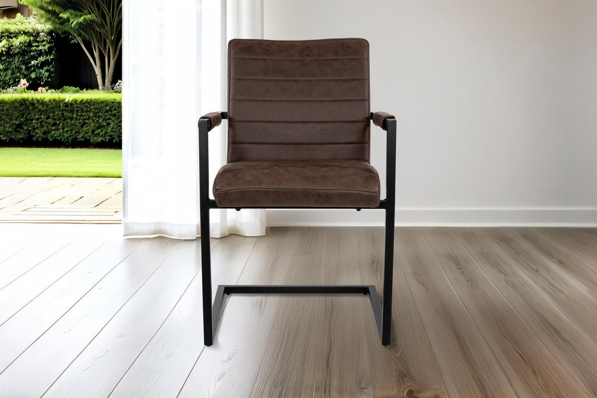 FREISCHWINGER PARZIVO - Nussbaumfarben/Schwarz, Leder/Metall (46/84/42cm) - SAM