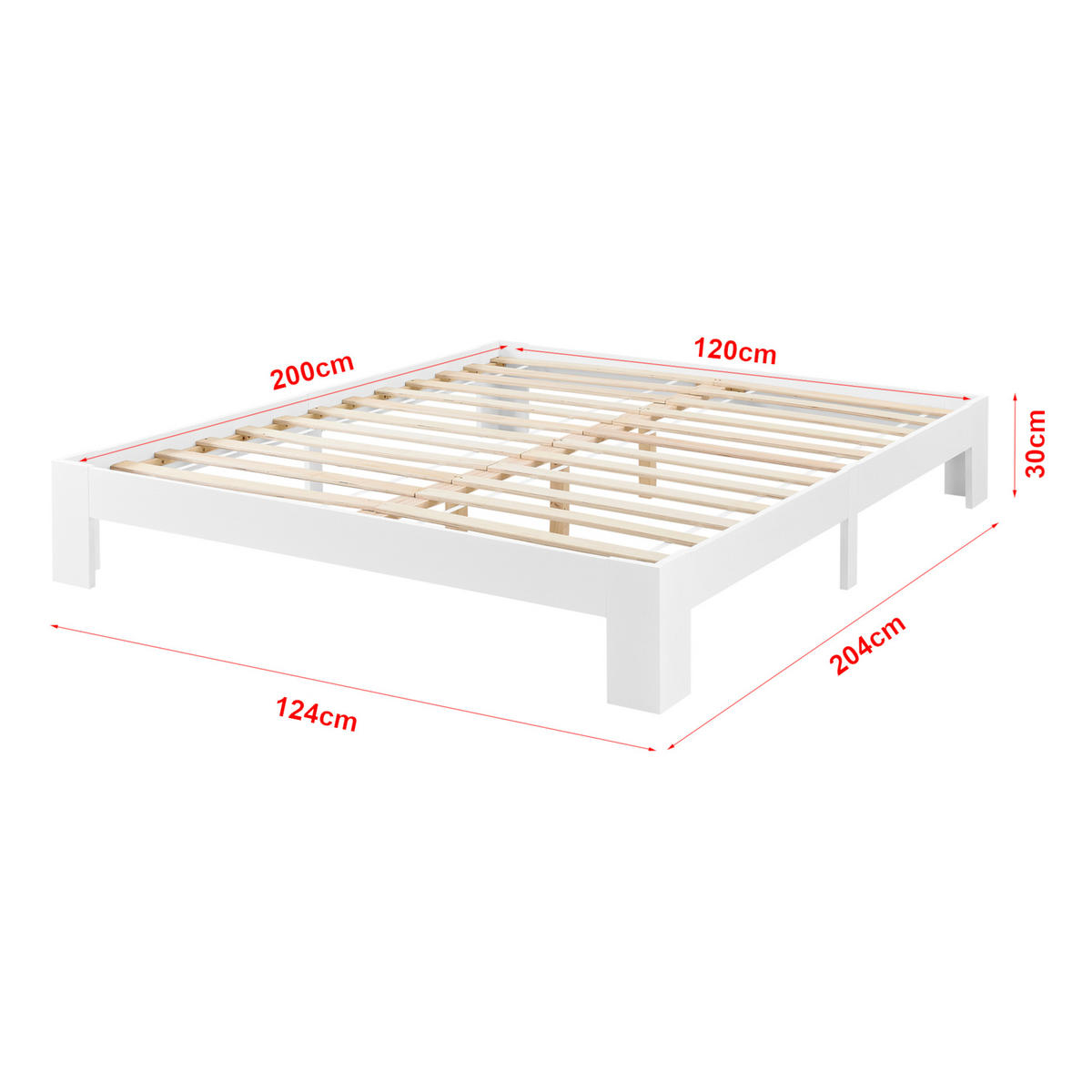 HOLZBETT Raisio - Weiß, Holz (120/200cm) - [en.casa]