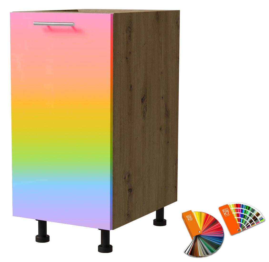Feldmann-Wohnen Unterschrank Mehrfarbig, Eiche Artisan 40x82x50 cm