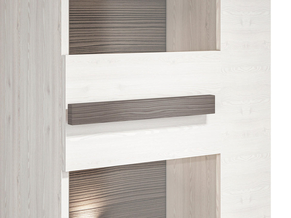 VITRINE – 55 cm – Blanco – Grau / Kieferfarben - Grau/Kieferfarben, Holzwerkstoff (55/202/42cm) - hi-markt