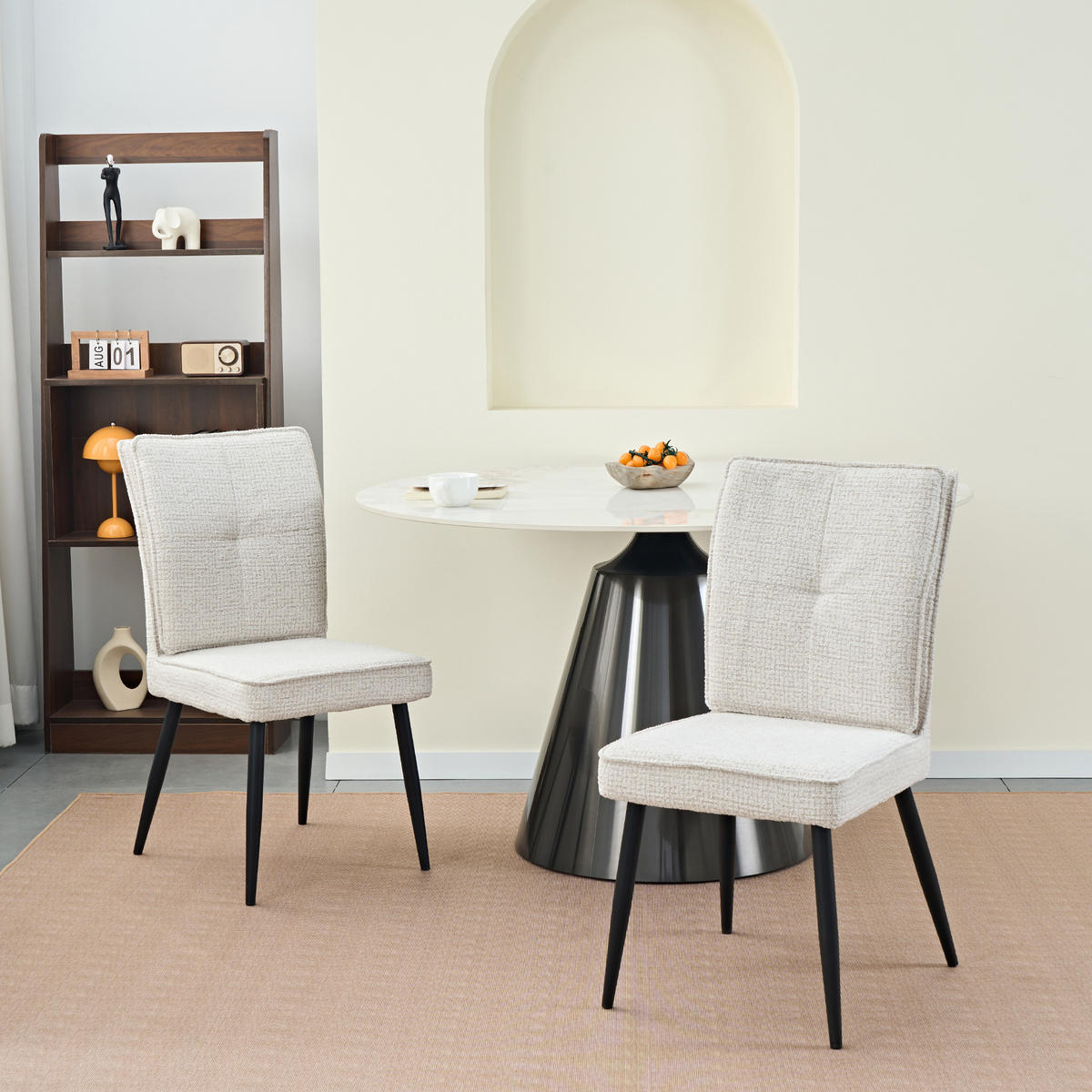 STUHL-SET DE-36847 2 Stück mit Hahnentritt-Bezug Cremeweiß - Creme, Metall (41/90.5/44cm) - ComfortXL