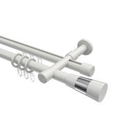 RUNDROHR-INNENLAUF-GARDINENSTANGEN-SET Prestige Tanara 280 cm (geteilt in 2 x 140 cm), 2-läufig, 20 mm Ø Weiß - Chromfarben/Schwarz, Metall (280cm) - INTERDECO