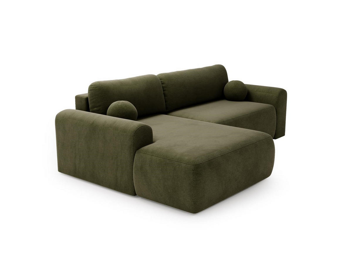 ECKSOFA Aurora Olivgrün, mit Schlaffunktion in Vena Stoff, linke seite - Olivgrün, Holzwerkstoff/Textil (257/177cm) - Bettso