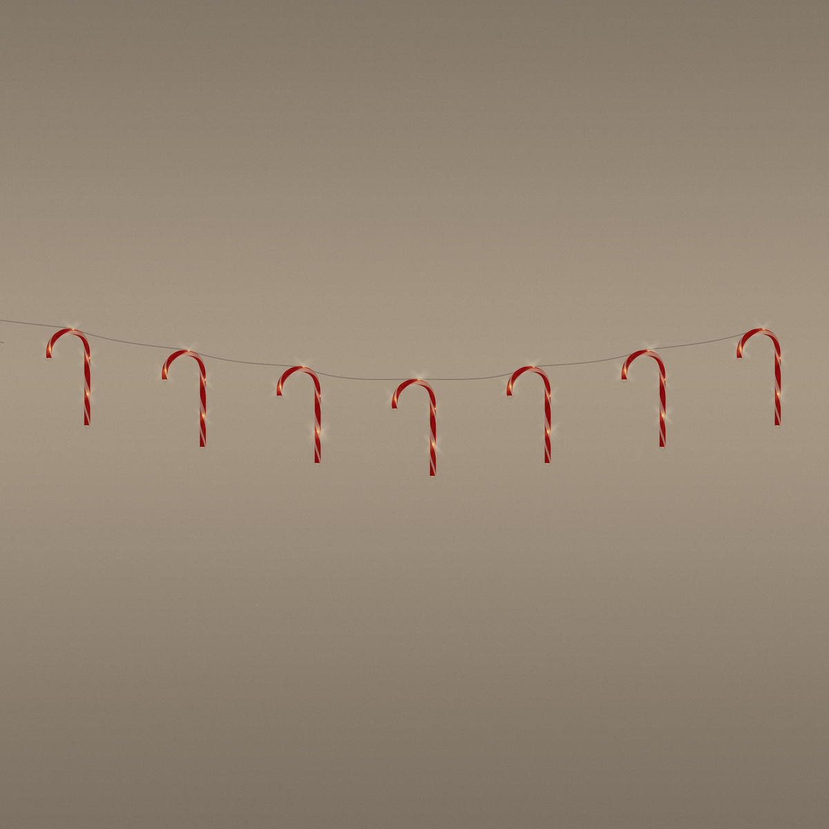 LICHTERKETTE 330 cm 7 Zuckerstangen mit 28 LED Warmweiß - Rot, Kunststoff (330cm) - ECD-Germany