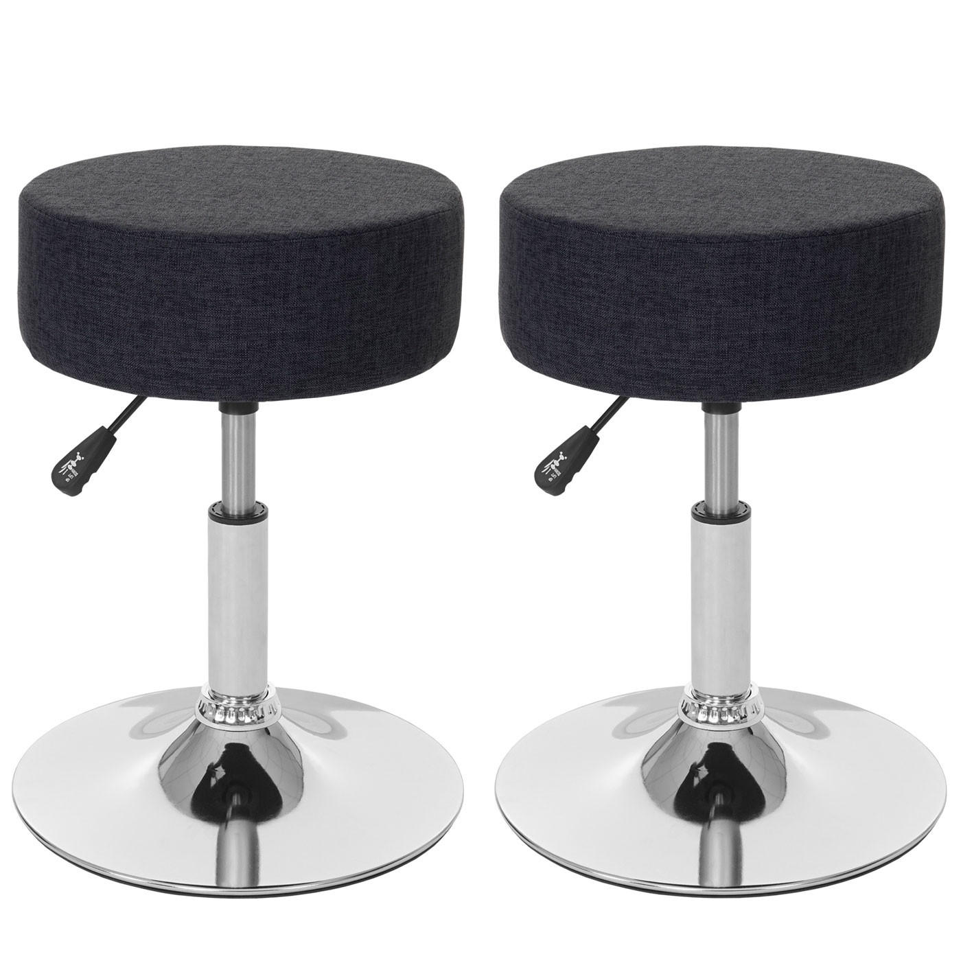 HOCKER 2er-Set höhenverstellbar und drehbar Sitzhöhe 43-55cm Ø 35cm Textil Dunkelgrau - Dunkelgrau, Textil (35/55/35cm) - PROREGAL