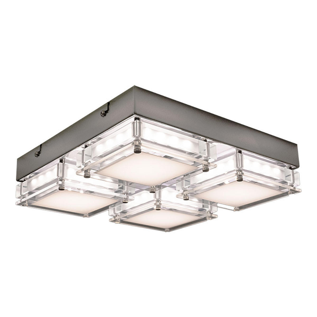 LED DECKENLEUCHTE Metall Glas Silber - Silberfarben, Glas (28/28/6.5cm) - Wofi