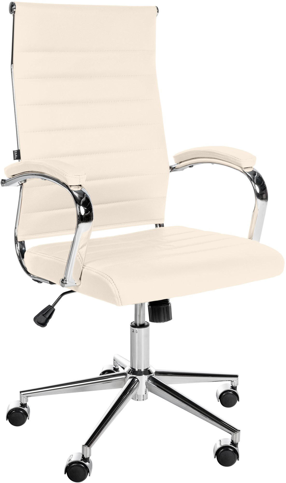 DREHSTUHL Echtleder creme - Chromfarben/Creme, Leder/Metall (56/102/61cm) - CLP