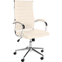 DREHSTUHL Echtleder creme - Chromfarben/Creme, Leder/Metall (56/102/61cm) - CLP