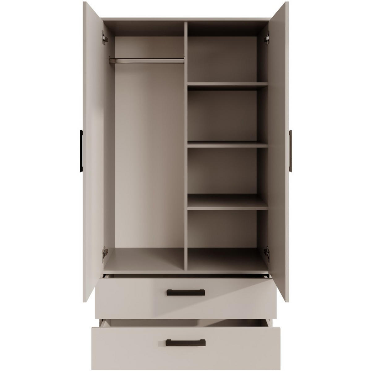 DREHTÜRENSCHRANK Trend, mit Schubladen, Kaschmir - Kaschmir/Schwarz, Holzwerkstoff (90/180/50cm) - Beautysofa