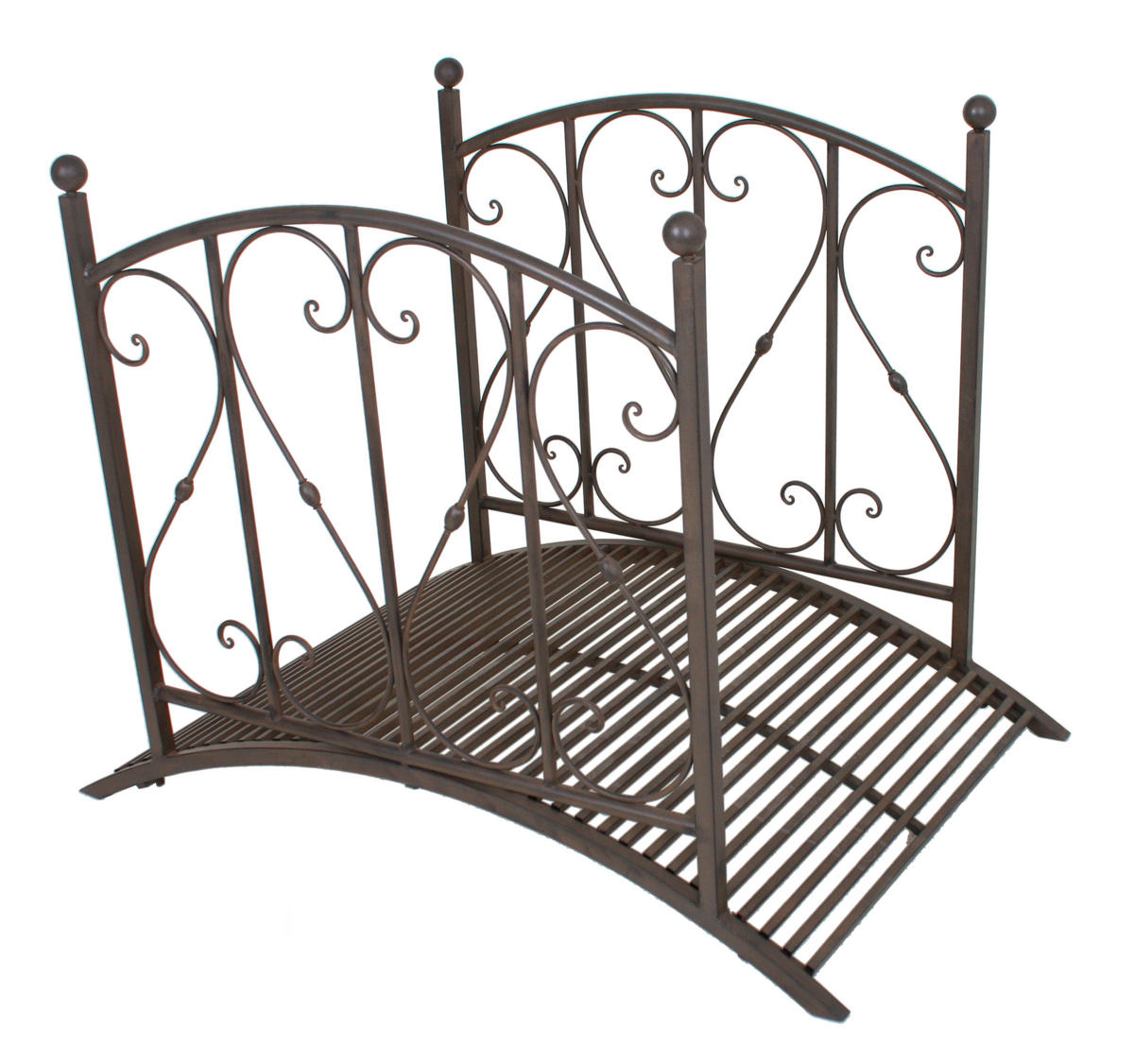 GARTENBRÜCKE Doha Geländer Antik-Optik Stahl Braun-Schwarz 94,5x81,5x120,5cm - Braun, Metall (120.5/81.5/94.5cm) - DELUKE