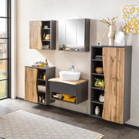 BADMÖBEL-SET 5-TLG. Kahla-03 - Anthrazit/Braun, Holzwerkstoff (221/200/52cm) - Lomado