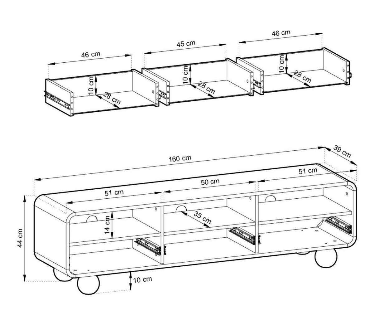 TV-SCHRANK 160 cm breit Beige ALDOS - Beige, Holzwerkstoff (160/44/39cm) - Compleo24
