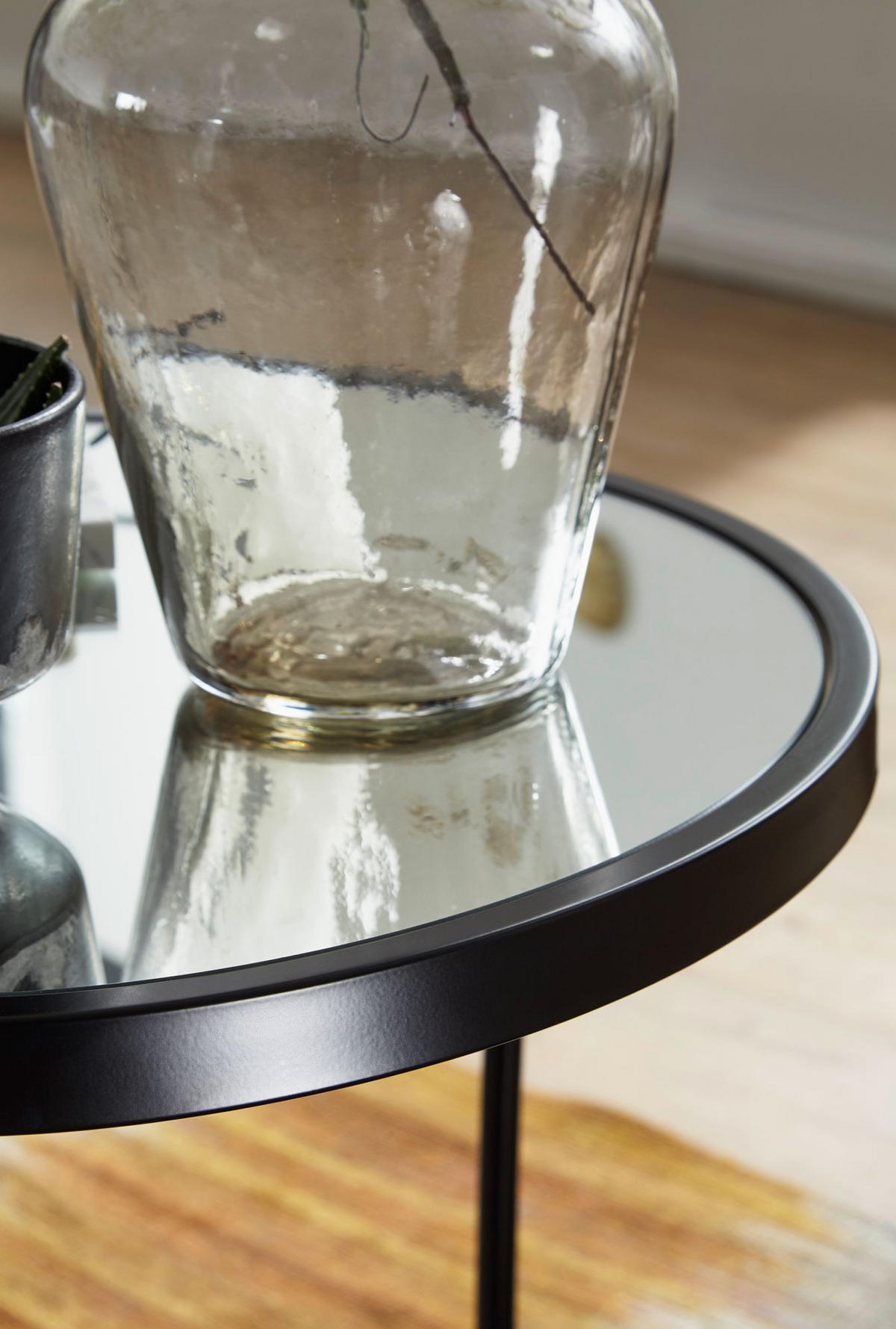 BEISTELLTISCH Set – Schwarz Glasplatte modern 50x50x50 cm 42x45x42 cm - Schwarz, Glas/Metall (50/50/50cm) - KADIMA DESIGN