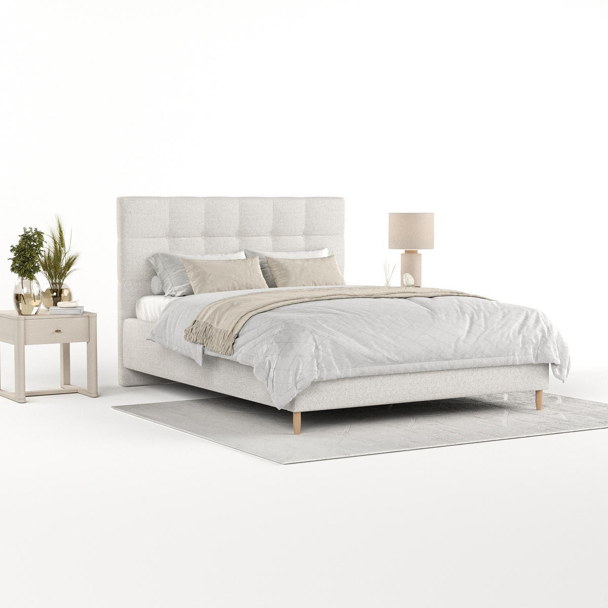 POLSTERBETT Cora 140/200 cm Hellbeige im Riva Stoff - Beige/Naturfarben, Holz/Holzwerkstoff (140/200cm) - AltaBeds