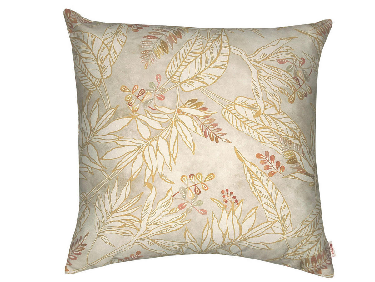 KISSENHÜLLE Blattgold taupe 100% Baumwolle 50/50 cm - Taupe, Textil (50/50cm) - beties Heimtextil