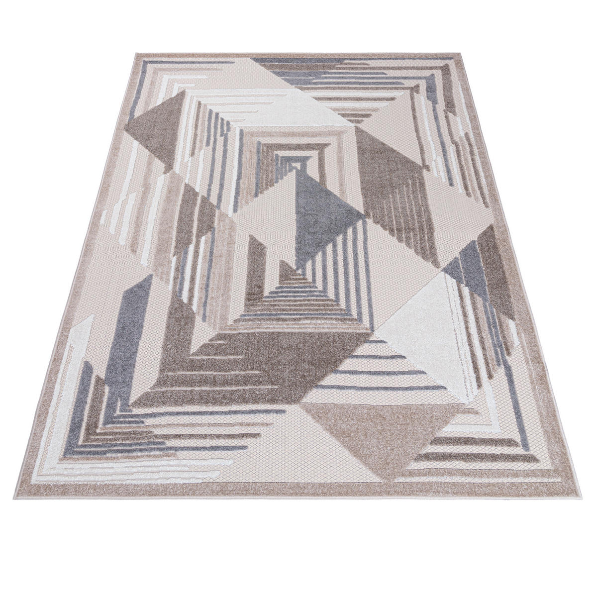 TEPPICH In-OutdoorBeige Abstract - Kurzflor Rechteckig Creme - 120 x 170 cm - Beige, Textil (120/170cm) - Mazovia