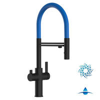 4-WEGE-KÜCHENARMATUR, Schwarz Matt und Blau, 2-Strahl-Brause - Blau, Metall (20.61/48/20.61cm) - VIZIO