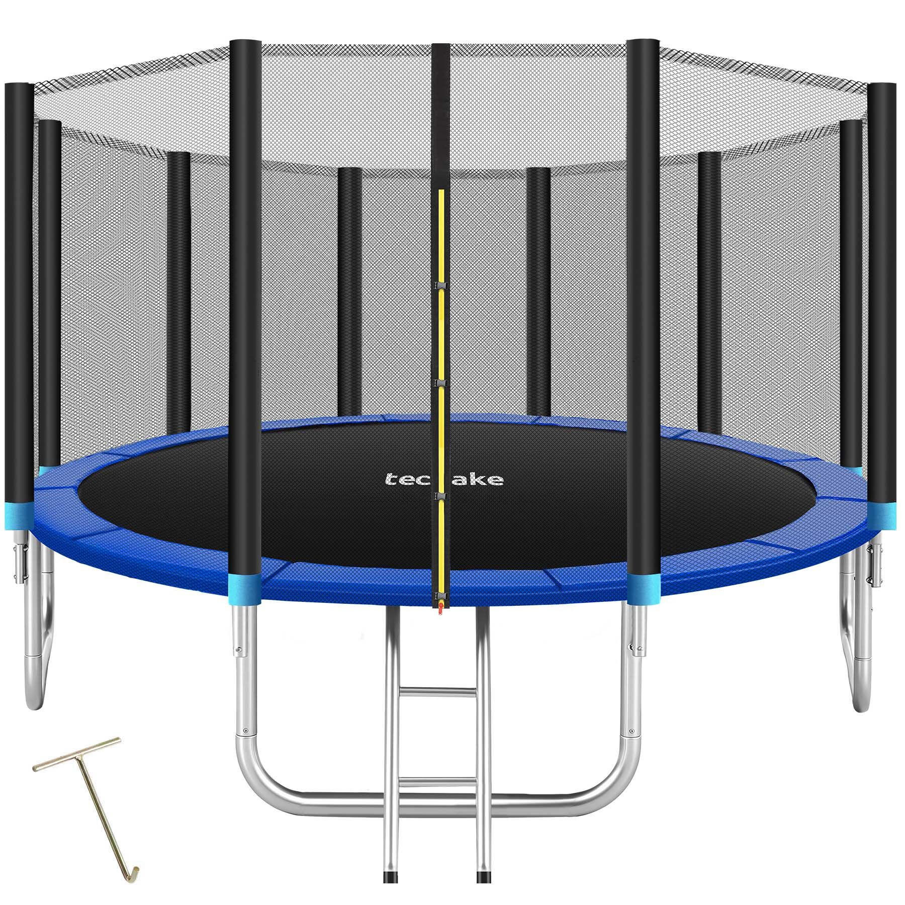 TRAMPOLIN Garfunky, inklusive Einstiegsleiter, schwarz/blau - Blau/Schwarz, Metall (427/260/427cm) - tectake