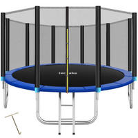 TRAMPOLIN Garfunky, inklusive Einstiegsleiter, schwarz/blau - Blau/Schwarz, Metall (427/260/427cm) - tectake