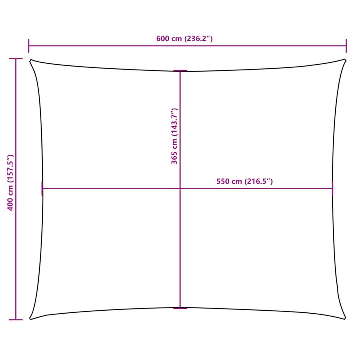 SONNENSEGEL Oxford-Gewebe Rechteckig 4/6 M Weiss - Weiß, Textil (400/600cm) - vidaXL