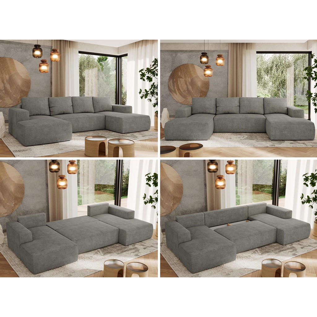 Thumbnail - MKS Wohnlandschaft, Grau, Textil, 5-Sitzer, U-Form, 334x91x163 cm, Wohnzimmer, Sofas & Couches, Wohnlandschaften, Wohnla...