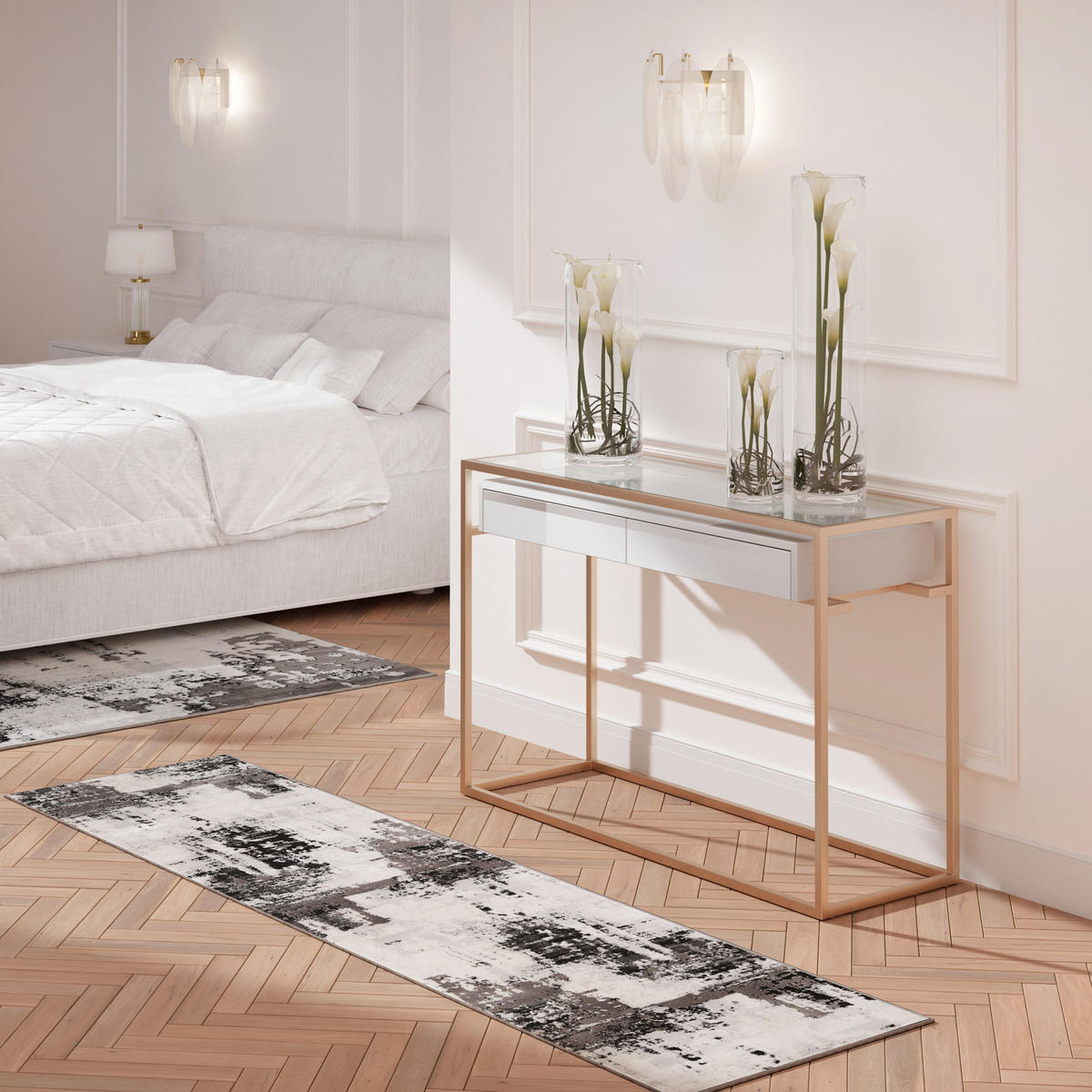 WEBTEPPICH Grace Silber - Silberfarben, Textil (80/150cm) - Kukoon Rugs