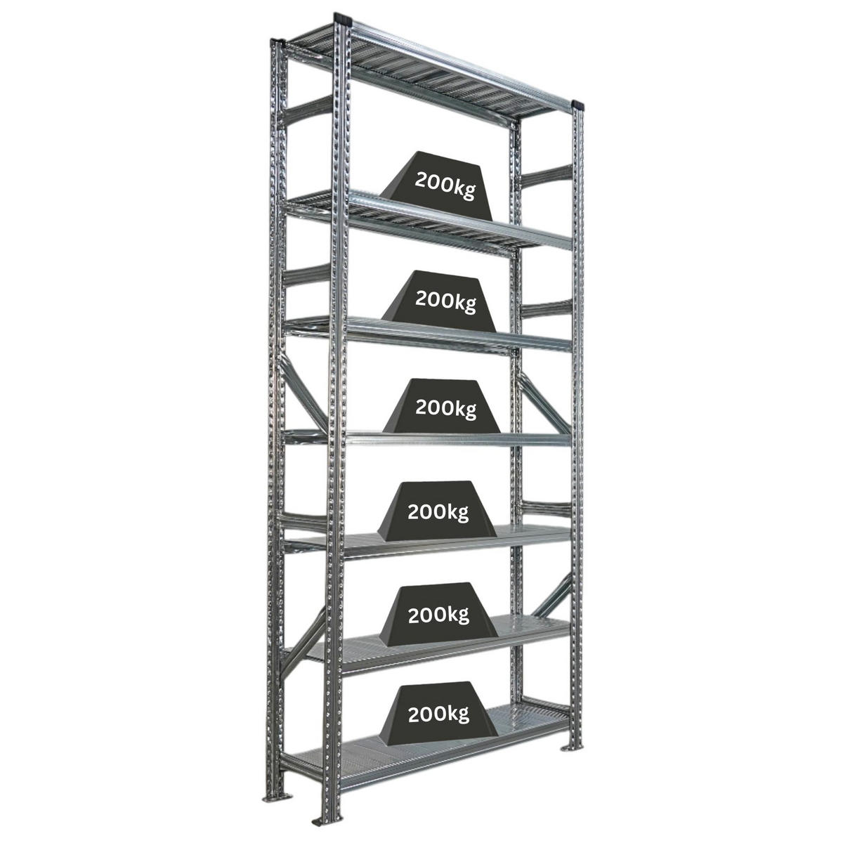 FACHBODENREGAL Proximo 250x120x32cm 7 Ebenen Beidseitig nutzbar Verzinkt - Silberfarben, Metall (120/250/32cm) - PROREGAL