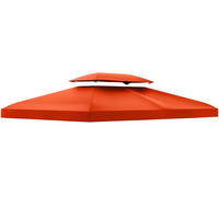 STŘECHA PAVILONU, polyester, rezavě červená - červená, plast (400/20/300cm) - Outsunny