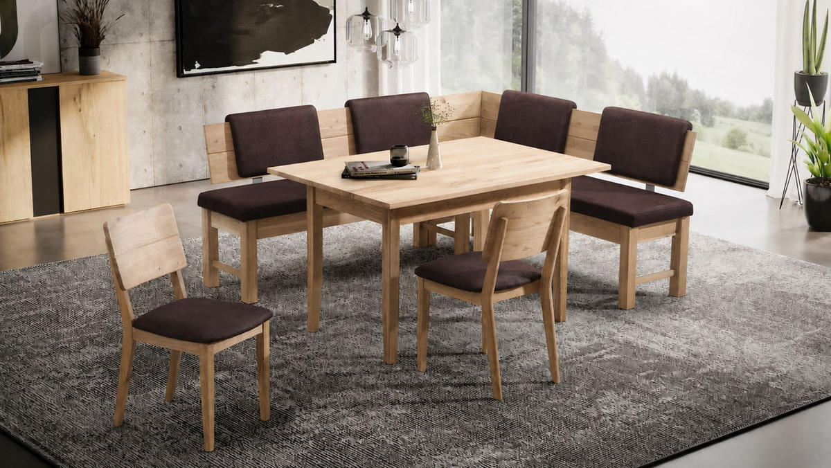 ECKBANKGRUPPE Modern Dyan 4 für 7 Personen Massivholz Wildeiche/Braun - Wildeiche/Braun, Holz (192/85/167cm) - 58aufmkessel
