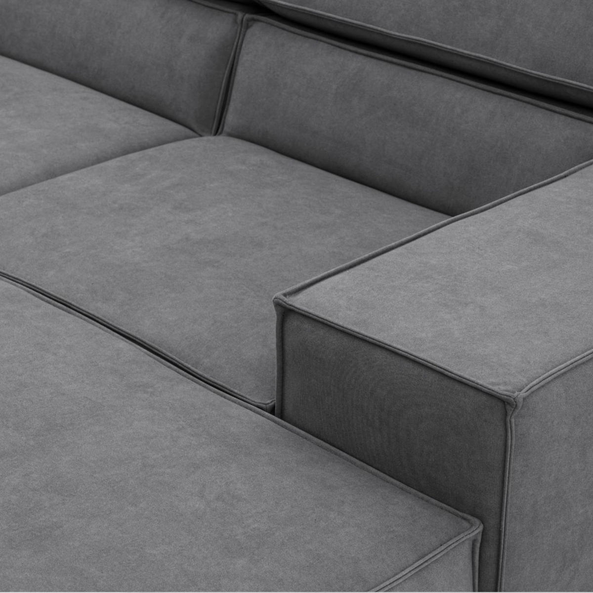 ECKSOFA PURE U Links mit Schlaffunktion 127x270 Velours Grau - Schwarz/Grau, Holz/Textil (340/204cm) - Muffo