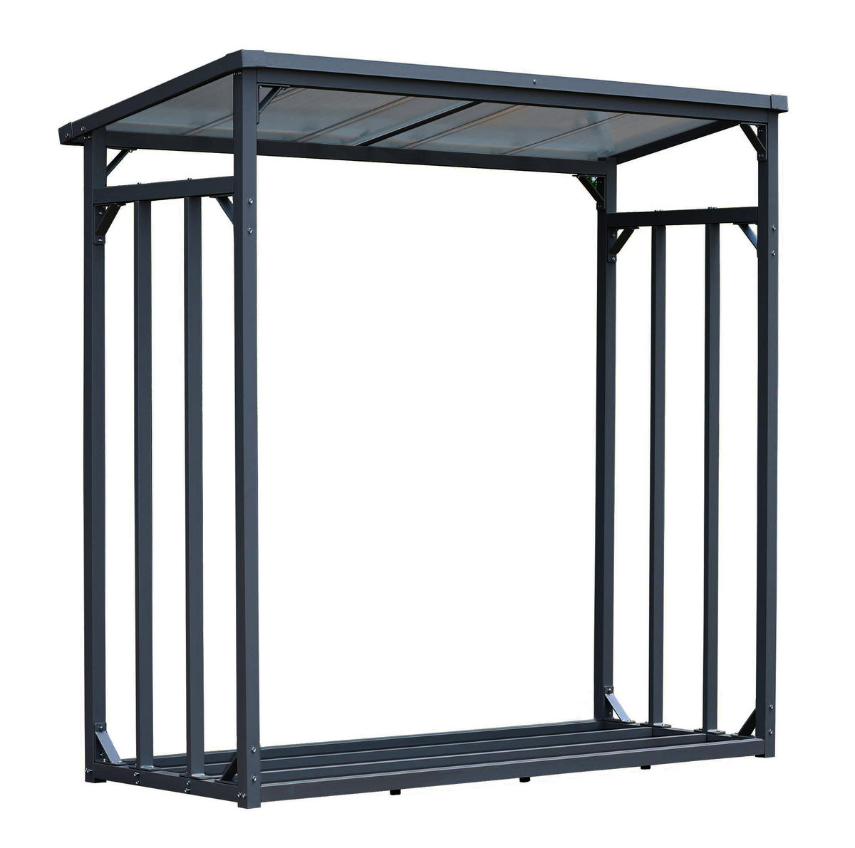 KAMINHOLZREGAL Außen Pro 185/70/185 cm Metall Anthrazit 2,3 m³ / 3,5 SRM - Anthrazit, Metall (185/185/70cm) - QUICK STAR