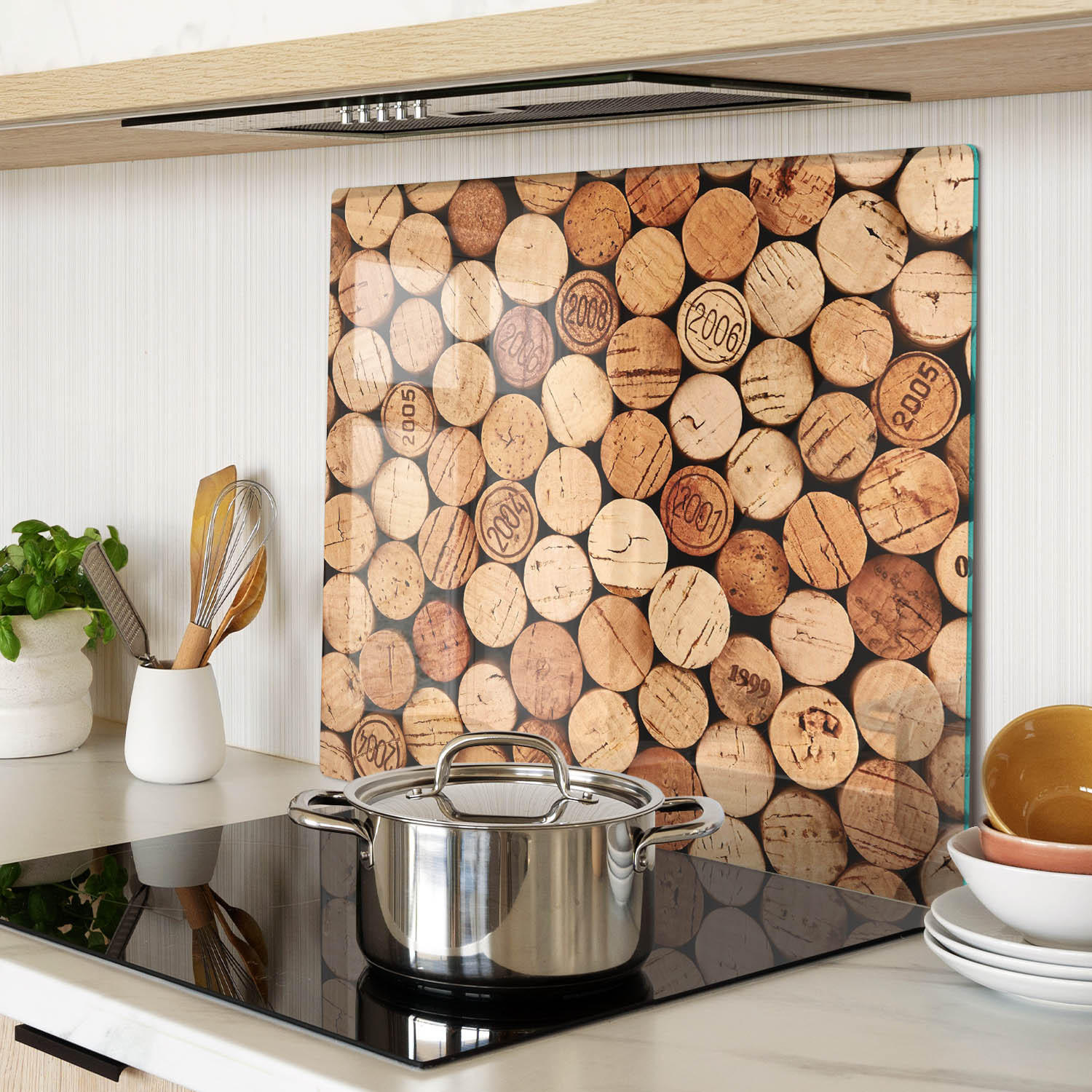 GLASPLATTE 60x52 cm Weinkorken - Beige, Glas (60/0.4/52cm) - TULUP