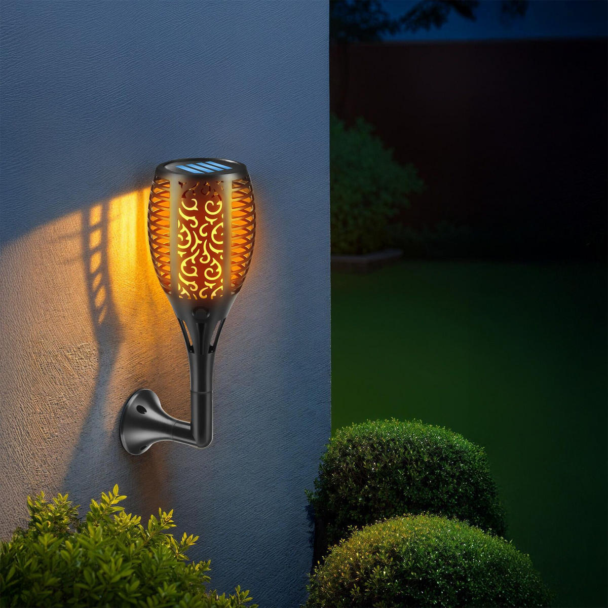 SOLARLEUCHTEN 6er Set Flare, 6 - 8 Stunden Betriebszeit, schwarz - Schwarz, Kunststoff (10/10/58cm) - tectake