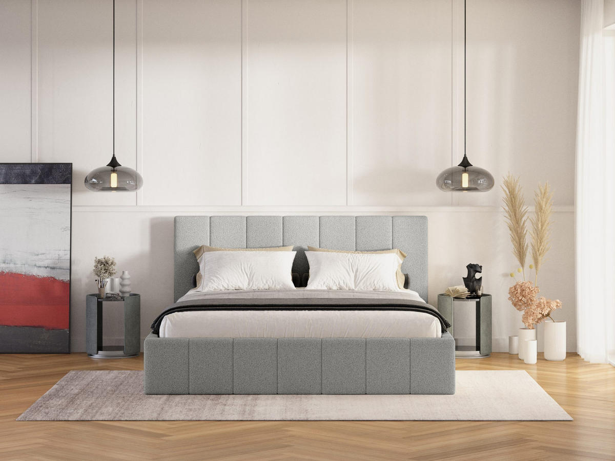 POLSTERBETT Malfo Slim 180x200 cm, Hellgrau - Grau, Textil (180/200cm) - Fedve