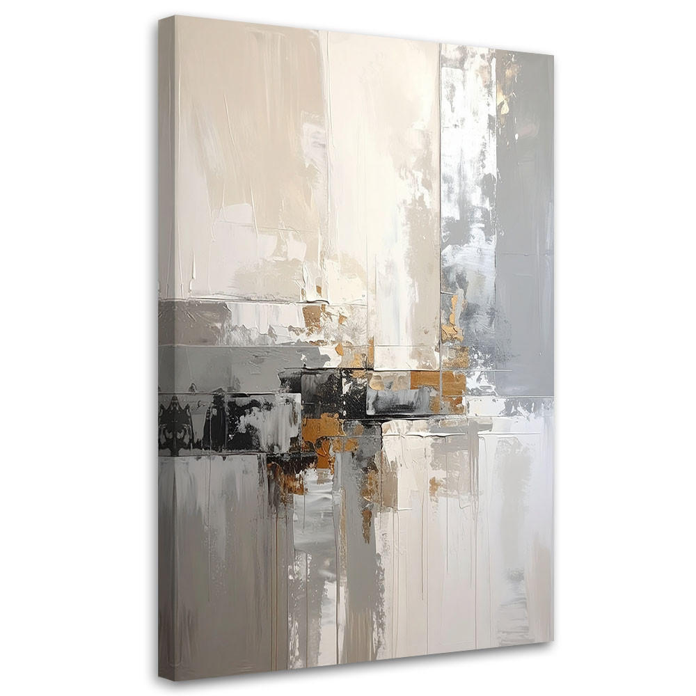 BILD auf Leinwand, Grau beige Abstrakt - Grau, Textil (40/60cm) - Feeby