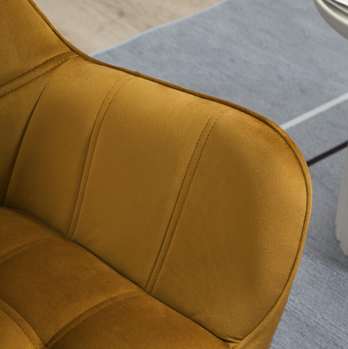 OHRENSESSEL Polyester Samt-Optik skandinavisch Holzbeine, Metallrahmen 67/61,5/71 cm Gelb - Gelb, Textil (61.5/71/67cm) - Redom