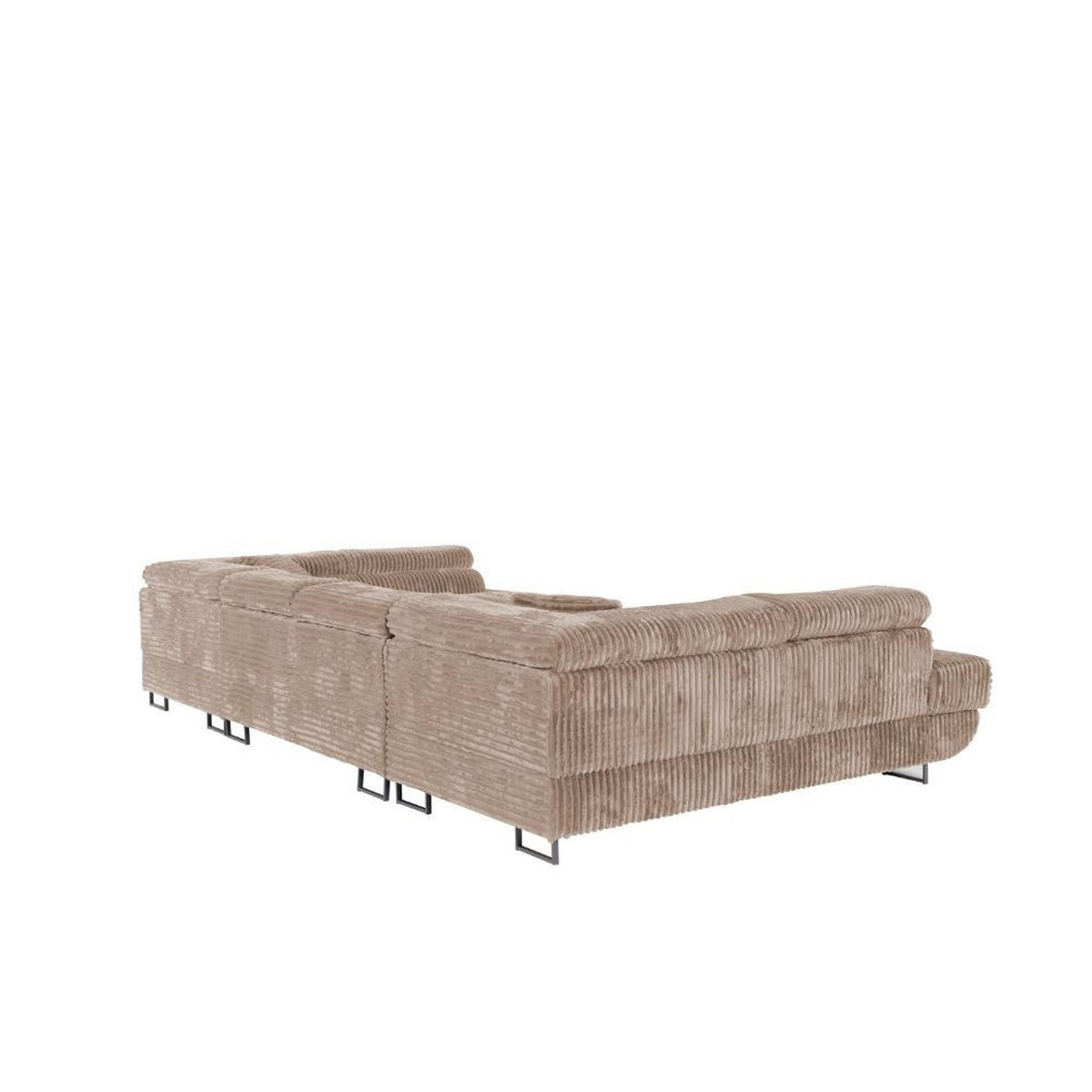 WOHNLANDSCHAFT Luis U mit Schlaffunktion und Bettkasten, 340 cm, Braun - Braun/Grau, Textil/Metall (340/88/205cm) - AN-Moebel 4u