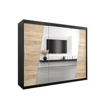 SCHWEBETÜRENSCHRANK 200/250/62 3-türig - Silberfarben/Schwarz, Holz/Kunststoff (250/200/62cm) - Abiks Möbel