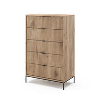 KOMMODE Eliza Viking Oak 76 x 120 cm mit 5 Schubladen - Eiche Wotan, Holzwerkstoff (76/120/42cm) - Vicco