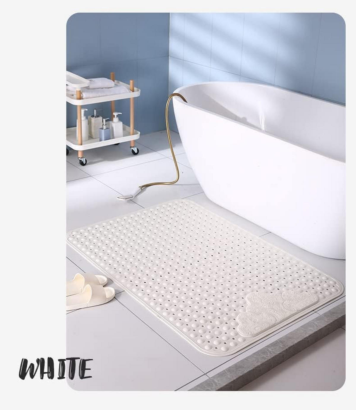 BADEMATTE Weiß 70/40 cm Rutschfest Mit Saugnäpfen Waschbar - Weiß, Kunststoff (40/70cm)