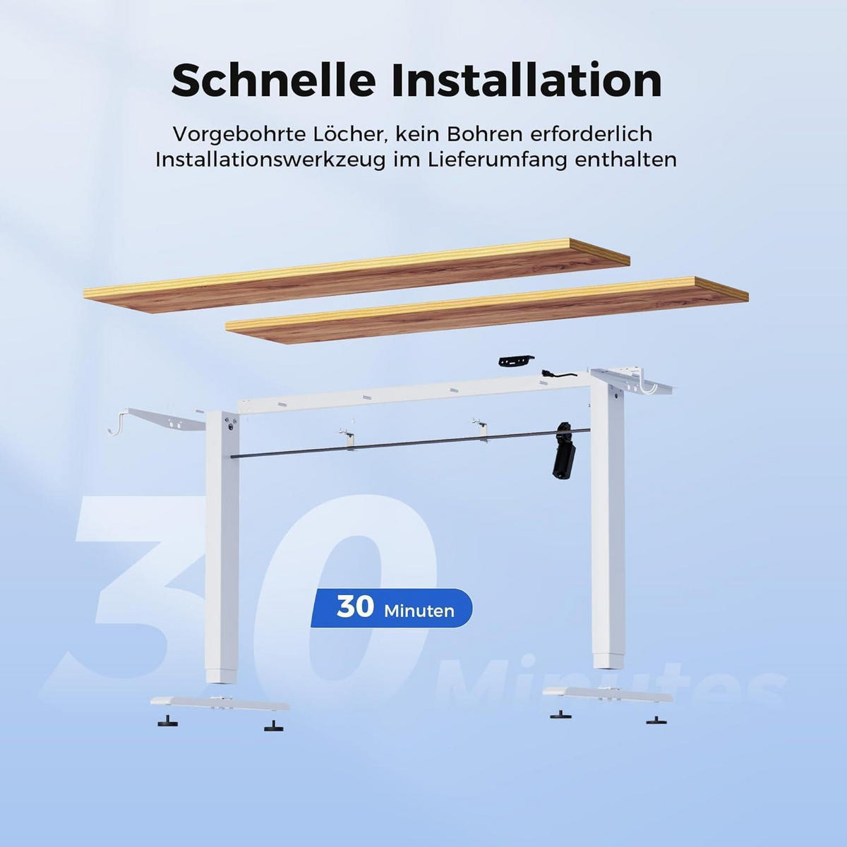 SCHREIBTISCH Höhenverstellbar Elektrisch 140 x 60 cm Hellbraun - Braun, Holzwerkstoff (140/60/75cm)