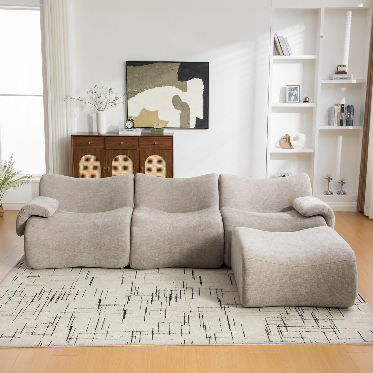 ECKSOFA DE-35166 mit Chenille-Bezug Grau - Grau, Textil (181/284.5cm) - ComfortXL