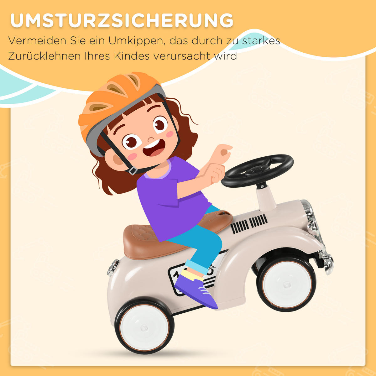 KINDER RUTSCHAUTO, Cremeweiß, Kunststoff+ Metall - Creme, Metall (58/27/35cm) - AIYAPLAY