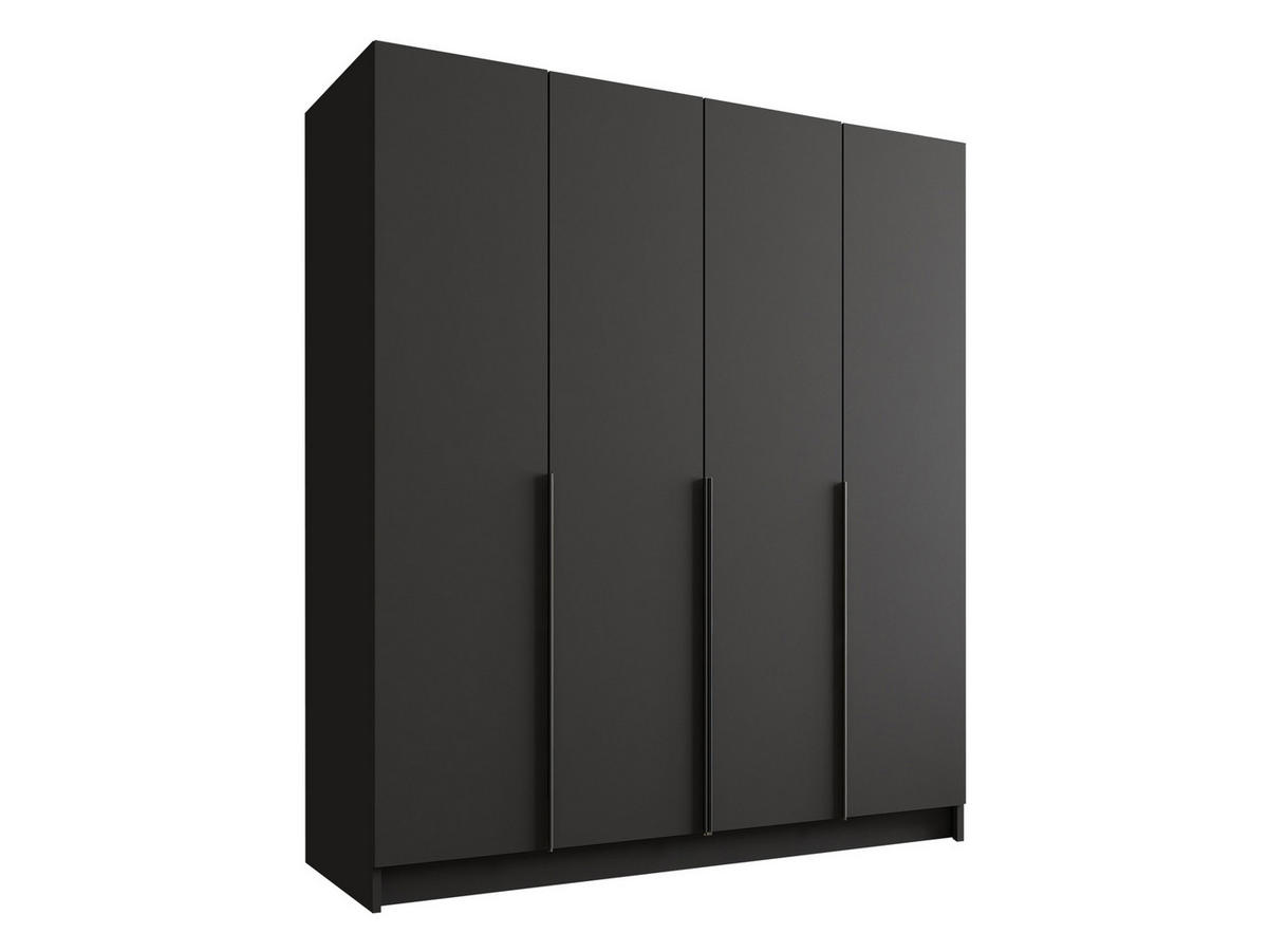 KLEIDERSCHRANK Santi I - Schwarz, Holzwerkstoff/Metall (200/215/58cm) - MIRJAN24