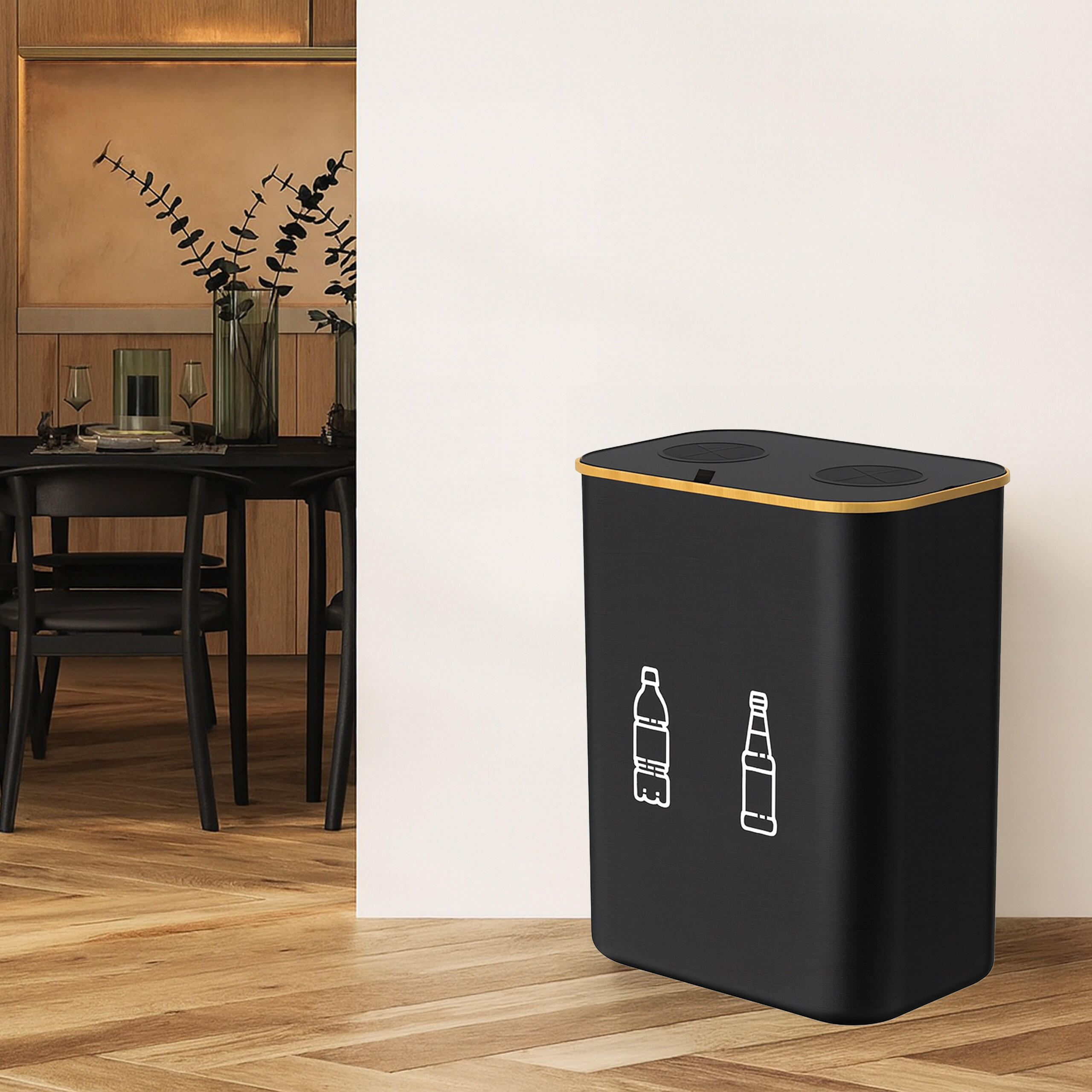 PFANDFLASCHEN-SAMMELBEHÄLTER - Grau, Holz/Kunststoff (57/70/37cm) - Relaxdays