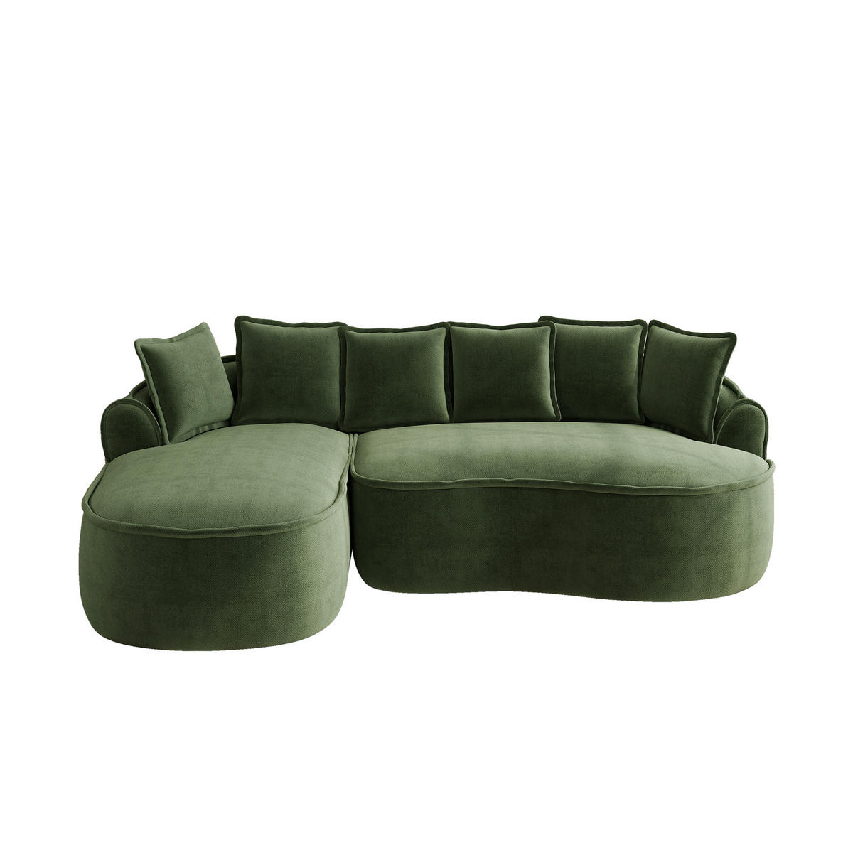ECKSOFA DE-34260 mit Chaiselongue und Kissen Grün - Grün, Textil (164/252cm) - ComfortXL