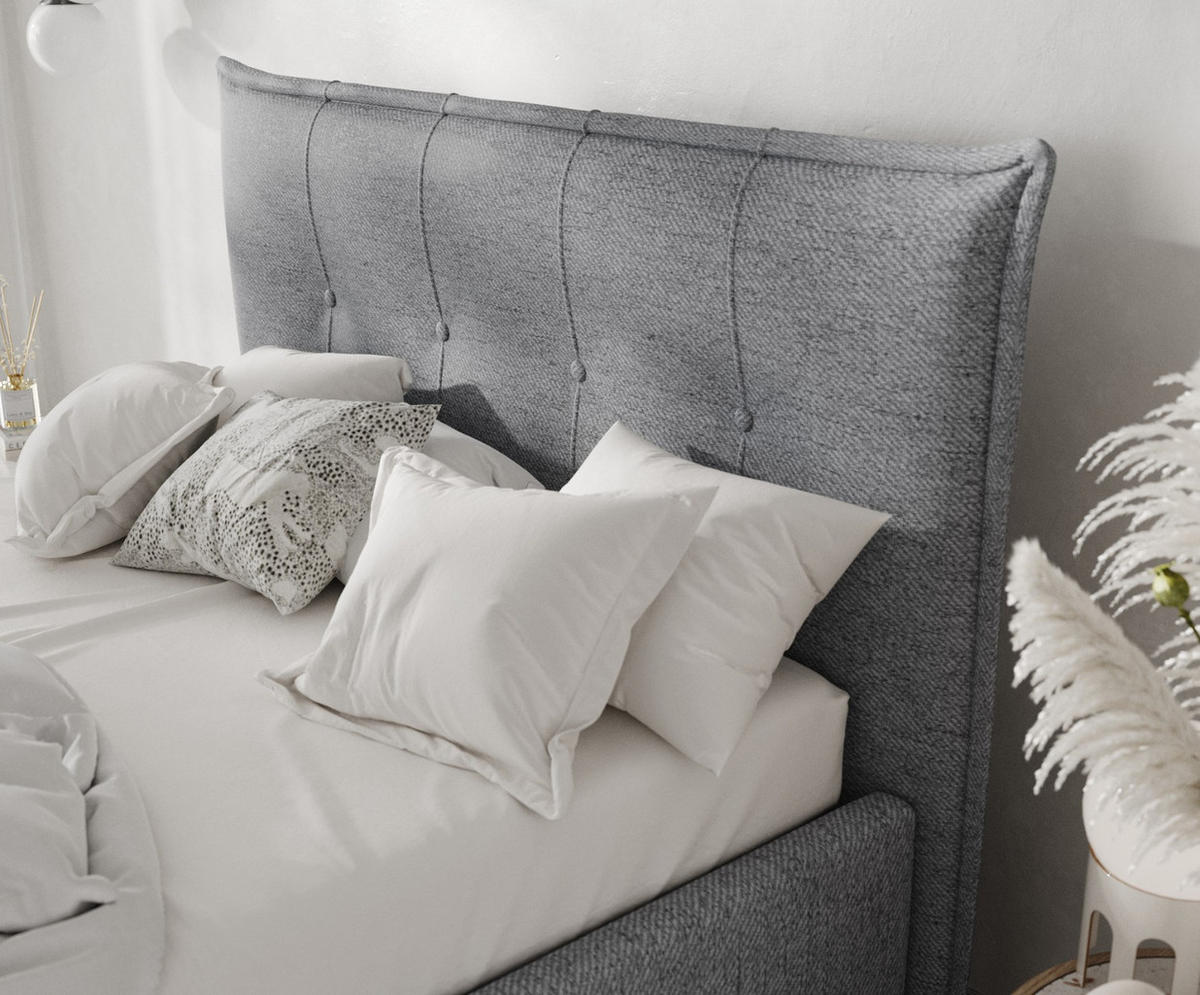POLSTERBETT Plaza 140/200 cm Grau im Neve Stoff - Naturfarben/Grau, Holz/Holzwerkstoff (140/200cm) - AltaBeds
