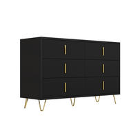 KOMMODE 120/40/77 cm aus Spanplatte mit 6 Schubladen Schwarz/Gold - Schwarz, Holzwerkstoff (120/77/40cm) - Modenvie