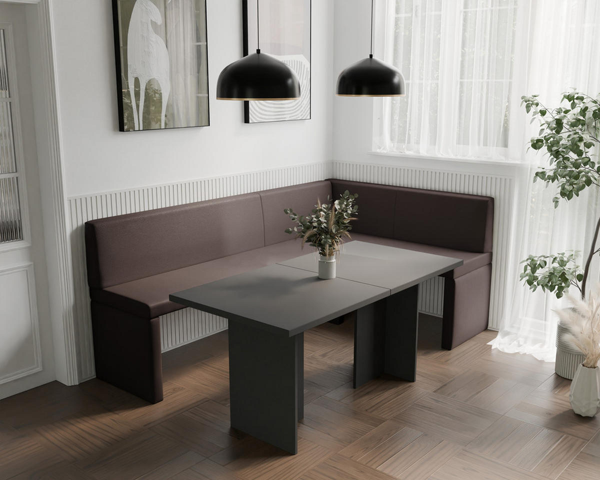 ECKBANK rechts OWEN Kunstleder, 128/168 cm Braun - Braun, Holz/Kunststoff (128/168cm) - Idohome